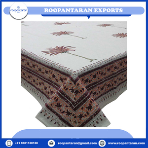 Le plus récent fabricant indien tendance nappe violette bloc à la main imprimé artisanat intemporel nappes en pur coton à vendre - Product Image 6