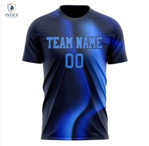 เสื้อฟุตบอลผู้ชายแบบซับลิเมชั่น ยี่ห้อ Index Apparel คอกลม แขนสั้น สีน้ำเงินไล่เฉด ระบายเหงื่อได้ดี ทรงแอธเลติก - Product Image 1
