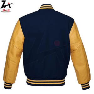 เสื้อแจ็กเก็ตทีมเบสบอลเลตเทอร์แมนแขนหนังวัวขนแกะสีเย็บปะติดออกแบบได้ตามต้องการ - Product Image 6