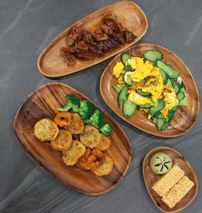 Plato de Madera de Acacia Hecho a Mano para Aperitivos, Bandeja Decorativa de Lujo Duradera para Fiestas, Diseño Irregular Pulido para Servir de Crescent Crafts - Product Image 6