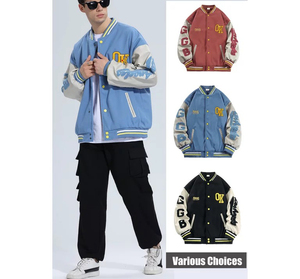 Chaqueta universitaria con logotipo personalizado con parches de chenilla bordados chaquetas de bombardero Letterman de béisbol de vuelo para hombres - Product Image 3