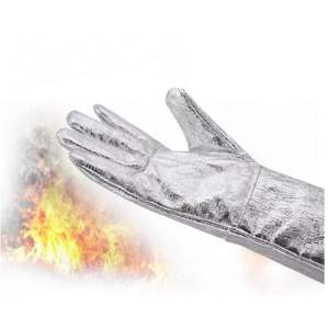 High Quality 16-Inch Red Cow Leather Fireproof Long <b>Welding</b> Gloves Heat Resistance Cow-Top Accessories Firefighting <b>Equipment</b> - Product Image 2