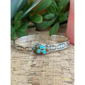 Southwest Made #8 Turquoise and <b>Sterling</b> <b>Silver</b> <b>Cuff</b> <b>Bracelet</b> - Product Image 1