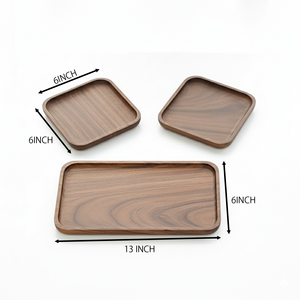 <b>Set</b> of 3 Japandi Eco-Friendly Acacia Solid Wood Serving Trays <b>Rustic</b> Elegant <b>Dining</b> <b>Table</b> Centerpiece Food Serving Solution - Product Image 1