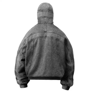 2025 haute qualité sans ficelle respirant pierre lavé à l'acide sweats à capuche hommes fermeture éclair complète nous Boxy 500 GSM concepteur haut garçons sweats à capuche de base - Product Image 2
