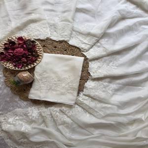 Saree en soie Tebby doux élégant avec bordure en cuir chevelu et chemisier de course multi-fils avec bordure en manches - Product Image 1