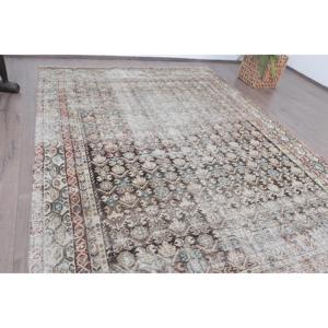 5.5x7.6 ft Turkish Rug, Vintage Rug, <b>Brown</b> Abstract <b>Wool</b> Rug - Product Image 3