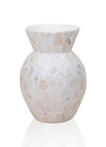 Mosaico de concha hecho a mano moderno, decoración del hogar, jarrón de nácar blanco iridiscente hecho a mano por artesano vietnamita - Product Image 3