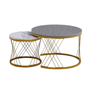 Mesa anidada superior de mármol de lujo, mesa de centro con acabado clásico, muebles decorativos para sala de estar de Hotel - Product Image 1