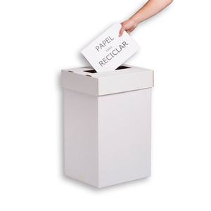 Large 41x32.5x69 cm Plain White Steel Recycling <b>Bin</b> Self-Assembly <b>Lid</b> 3 Compartments for Office Kitchen Use Induction Structure - Product Image 1