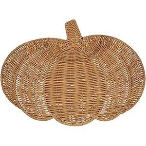 Nuevos Diseños para Halloween, Plato Decorativo de Ratán Natural Tejido a Mano con Forma de Calabaza, Variedad de Tamaños, Decoraciones de Mesa Personalizadas Hechas a Mano - Product Image 1