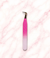Pinset Bulu Mata Stainless Steel Pink Ujung Lengkung Fiber Tip Volume Isolation Tweezer Mega Volume Tweezers Precision Tweezers OEM