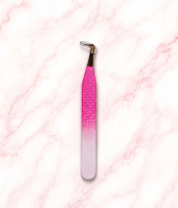 Pince à épiler rose en acier inoxydable, à pointe en fibre courbée, pour isolation de volume, pince à épiler pour volume intense, pince à épiler de précision, OEM - Product Image 4