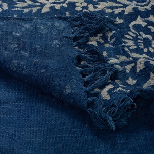 Nouvelle arrivée bleu main bloc imprimé coton jeter couverture doux léger style uni pour salon canapé taille personnalisée - Product Image 4