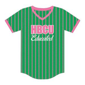 HBCU Educated Green Pullover <b>Baseball</b> Jersey Chenille Embroidery Greek Sorority Divine Nine <b>T</b> <b>Shirt</b> - Product Image 2