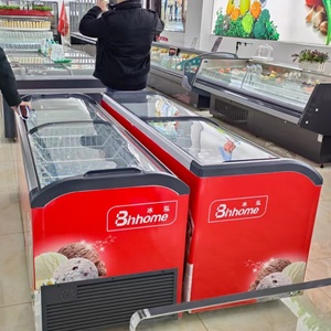 Dusung ngực Showcase siêu thị <span class=keywords><strong>Ice</strong></span>-<span class=keywords><strong>cream</strong></span> đôi cong Glass Top Tủ đông hiển thị tủ đông - Product Image 3