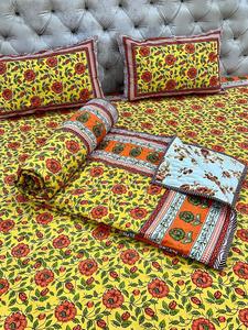 Juego de edredón con estampado de bloques a mano de lujo indio, ropa de cama de algodón puro de estilo moderno con sábanas planas ajustables para el hogar o el Hotel - Product Image 3