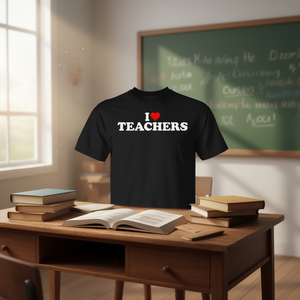 Camiseta I Love Teachers negra unisex para adultos talla S M L XL XXL - Product Image 3