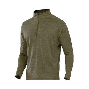 T-shirt de sport à manches longues 100 % polyester pour homme, décontracté, séchage rapide, anti-humidité, coupe ample, design uni pour la course à pied - Product Image 1