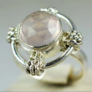925 Sterling Silver Handmade <b>Ring</b> with Round Cut Rose <b>Quartz</b> Boho Style January Birthstone Jewelry Perfect Gift for Her Birthday - Product Image 5