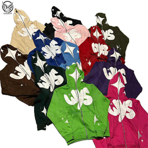 High Quality Customized GSM Streetwear 100% cotton-Fleece Custom puff print full <b>zip</b> <b>up</b> <b>Hoodie</b> for Men's. - Product Image 6