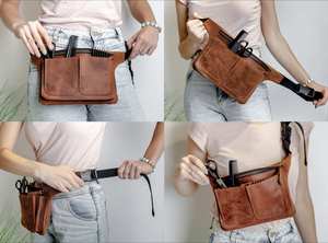 Customized High Quality Waist Hair Stylist Scissors Holder <b>Barber</b> Hairdressing Tool Genuine Leather Belt LBB-0001 - Product Image 4