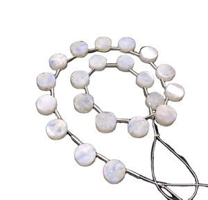 Ensemble de 21 pièces perles de pierre de lune arc-en-ciel naturel de haute qualité forme de pièce de monnaie lisse véritable pierre précieuse de feu bleue Briolette perles blanches - Product Image 1