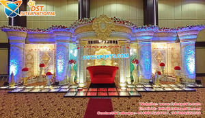 การตกแต่งเวทีงานแต่งงานของชาวมุสลิม nikah การตกแต่งเวทีการจัดงานแต่งงานที่สดใสและมีสีสันการต้อนรับบนเวทีงานแต่งงานแหวนออกงานบนเวที USA - Product Image 5