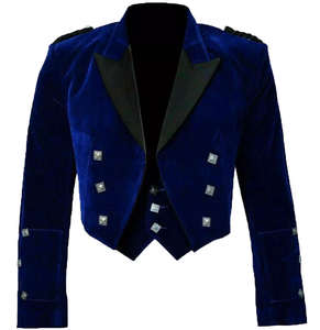 Escocesa Azul Príncipe Charlie Chaqueta Kilt Y Chaleco De 3 Botones Por Encargo Hecho A Mano - Product Image 2