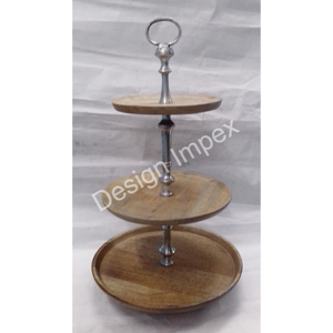 Plateaux en bois pour servir les aliments, décoration de table pour fête d'anniversaire, support à gâteau à 2 étages, respectueux de l'environnement - Product Image 3