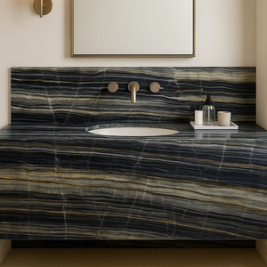 Dalles de marbre polies et adoucies, marbre indien, comptoir de salle à manger, comptoir de cuisine, meuble-lavabo de salle de bain, sol, mur, bleu moderne pour villa - Product Image 1