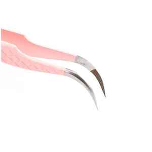 Pinzas de punta de fibra de extensión de pestañas de acero inoxidable con empuñadura de diamante de 90 grados con etiqueta privada de manicura personalizada - Product Image 6
