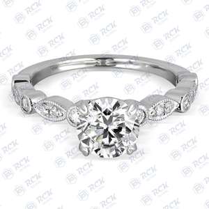 Anillo de moissanita solitario de corte redondo CTW 1,10 para mujer, regalo de aniversario y cumpleaños con acento para el amor - Product Image 3