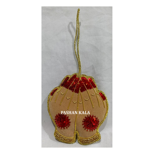 Decorative Zari Hand Embroidery Praying Duaa Hands Christmas Hanging Decoration For <b>Ramadan</b> And Eid Festival Holidays - Product Image 1