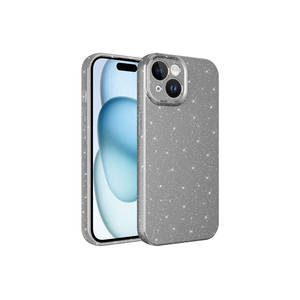 Coque de protection d'appareil photo en silicone anti-traces de doigts Netzy Luxury Glitter, coque de téléphone portable en TPU souple pour filles pour iPhone gris - Product Image 1