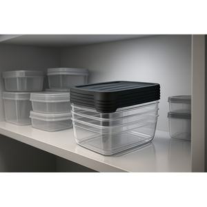 Boîte de rangement VETRA 600 ml en plastique PP transparente, légère, empilable, moderne, gain de place, pour aliments, four à micro-ondes, cuisine - Product Image 3