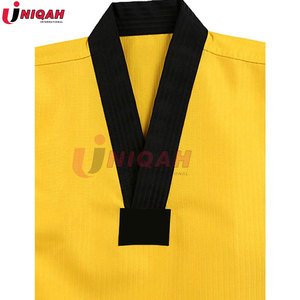 Uniforme de Taekwondo amarillo para niños unisex personalizable MMA artes marciales Karate Hapkido conjunto de entrenamiento para escuela de gimnasia o academia - Product Image 4