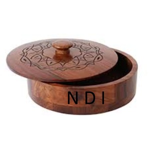 Acabado de nogal, olla de madera redondeada para servir Chapati, olla de buena calidad para servir Chapati para cocina, Catering, uso diario - Product Image 1
