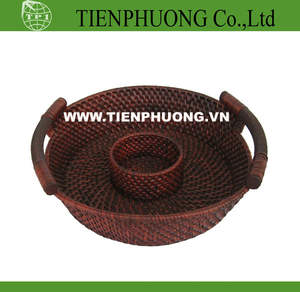 ถาดหวายทรงกลมงานหัตถกรรมจากไม้ไผ่และหวายงานหัตถกรรมเครื่องจักสานดีไซน์ทันสมัยงานหัตถกรรมเครื่องจักสานสำหรับตกแต่งบ้านเทศกาลคริสต์มาสในเวียดนาม - Product Image 4