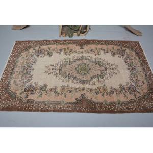 Alfombra turca Vintage área grande 3,9x6,6 pies clásico marrón Beige lana Material látex Patchwork para pasillo dormitorio alfombra de noche - Product Image 3