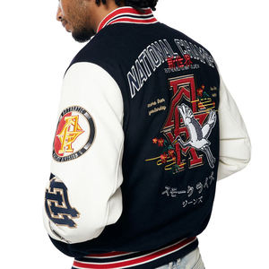 แจ็คเก็ตบอมเบอร์ทีมตัวแทนสไตล์วินเทจสำหรับผู้ชายเสื้อแบบมีกระดุมปักลายตัวอักษรแบบกำหนดเองด้านหน้าขายส่ง2025 - Product Image 6
