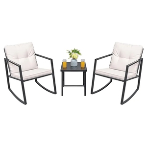 Juego de Sofás de Mimbre Sintético y Acero de 3 Piezas, Estilo Contemporáneo, Duradero y Cómodo, Muebles de Patio para Exteriores, Sala de Estar - Product Image 1
