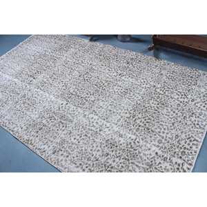 Turkish Large Rug 5.4x9 ft, White <b>Brown</b> Southwestern Rug <b>Wool</b> - Product Image 4