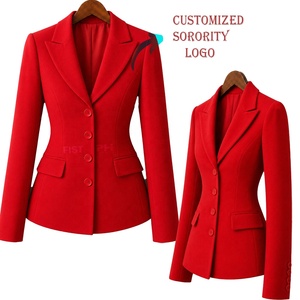 Blazer ajusté pour femme avec logo de sororité personnalisé, col à revers et poches avant - Product Image 1