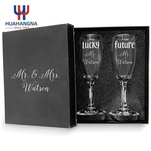 Elegant Crystal For <strong>Champagne</strong> <strong>Flutes</strong> Gift Set 2 Reusable Glasses With Custom Logo For Couples - Product Image 3