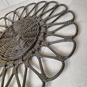 <b>Black</b> Flower Rattan <b>Placemat</b> Boho Hanging Wall Decoration Rattan Charger Plates Wedding Table Decoration - Product Image 6