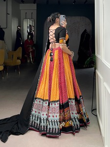 Festival Wear Rayon con estampado Bandhej y Gamthi Work Lehenga Choli Fabricante y proveedor de Surat - Product Image 5