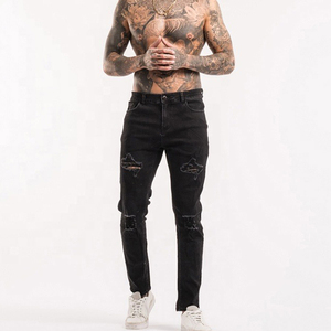 Pantalones vaqueros transpirables de cintura alta para hombre con logotipo personalizado, último diseño de 2024, estampado técnico lavado con bolsillos personalizados - Product Image 3