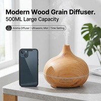 Diffuseur d'huiles essentielles, humidificateur ultrasonique à grain de bois avec 7 lumières LED changeantes de couleur, pour la maison, le bureau, la chambre