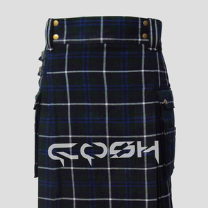 Kilt utilitaire en tartan moderne personnalisé Kilt en tartan noir décontracté pour hommes avec boutons pression, fournisseur de kilts de randonnée - Product Image 2